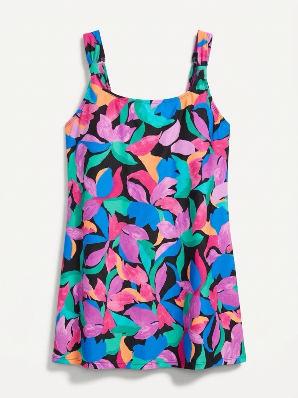 Amazon Women's Multicolor Floral Swim Bikini Tankini Top - Black Base